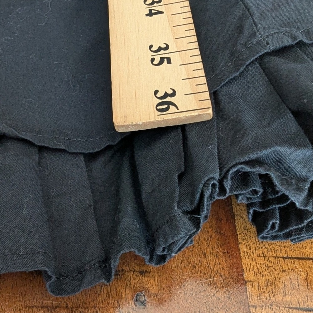 Gap Mini Dress Black Ruffle Hem Adjustable Straps Cotton Aline Sz 8 LBD Casual - Picture 7 of 11